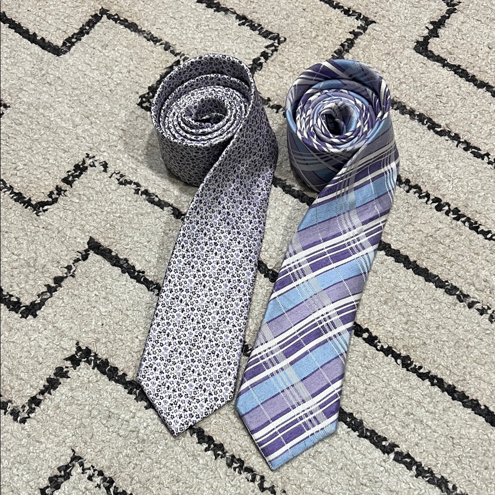 Bruno Piattelli Floral and Plaid Slim Ties Set